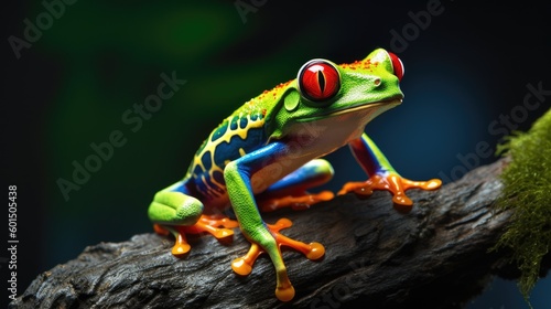 Red eyed tree frog in a wild nature. Generative AI © piai