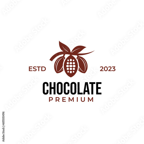 Creative cocoa beans logo design template black modern isolated vector illustration