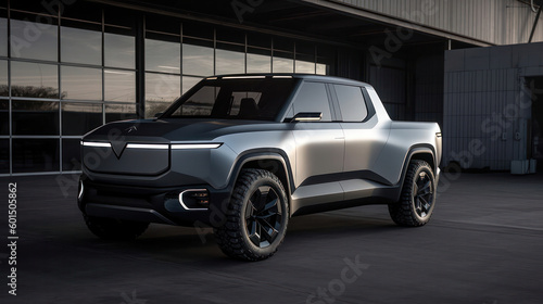 Concept EV Pick Up Truck Downtown