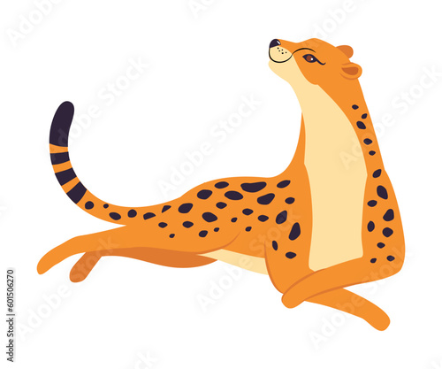 Lying Leopard as Wild Cat with Long Spotted Body Vector Illustration