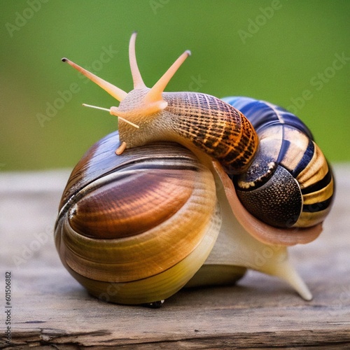 Two snails are fighting
