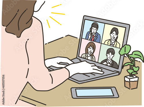 ビデオ通話をする社会人のイメージ
