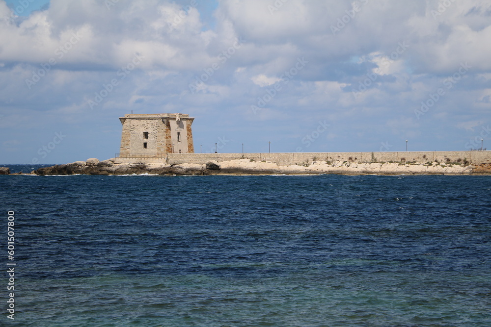 Tower Ligny at Mediterranean Sea in Trapani, Sicily Italy
