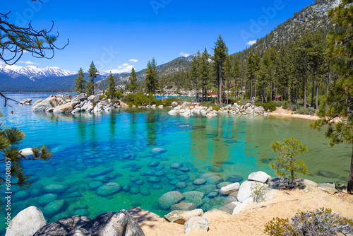 Sand Harbor, Lake Tahoe Nevada - looking North towards Incline Village and Mt. Rose