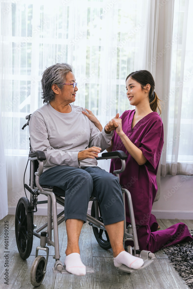 Caregiver nurse take care a Senior patient walking in park. Nurse helping senior Woman Caregiver nurse take care a Senior patient walking in park. Nurse helping senior Woman