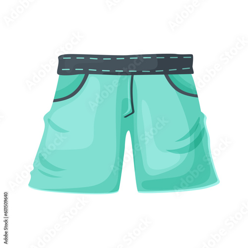 Men's swimming trunks. Blue boxer shorts in cartoon style. Vector illustration isolated on white.