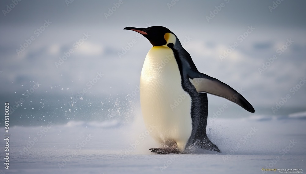 Fototapeta premium A penguin in the snow , ai, ai generative, illustration