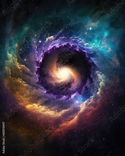 The supernova galaxy wallpaper displays a colorful cloud nebula in the cosmos. (Generative AI)