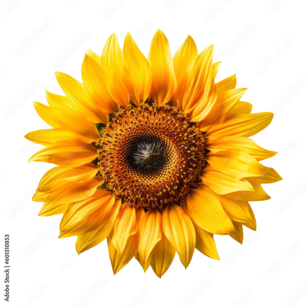 Fototapeta premium Sunflower isolated. Illustration AI Generative.