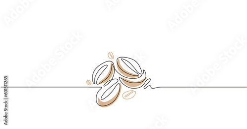 Vector illustration of the coffee beans. Line art with coffee seeds.