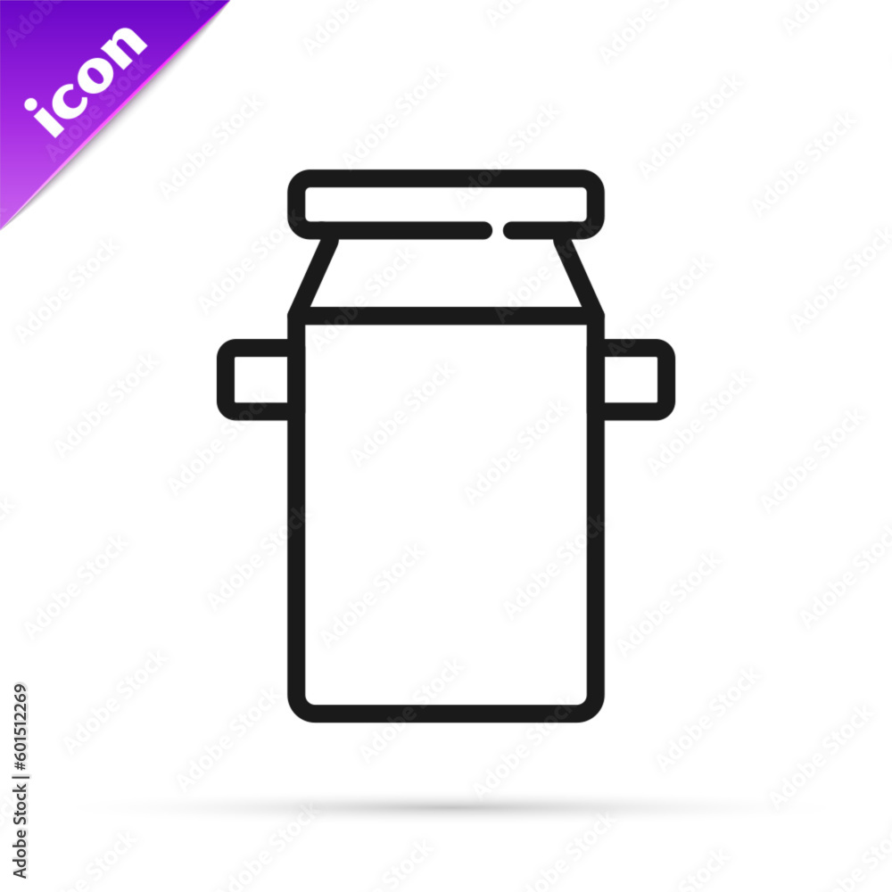 Black line Can container for milk icon isolated on white background. Vector Black line Can container for milk icon isolated on white background. Vector