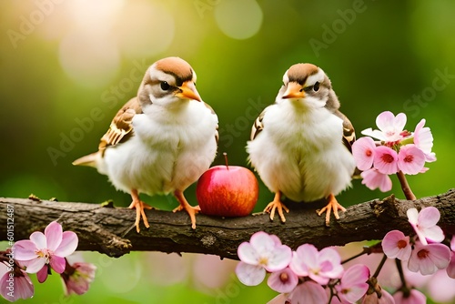 two birds on a branch © nomi_creative