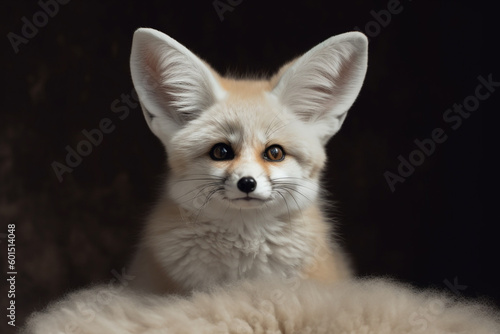 Portrait of fat fluffy Fennec fox Generative AI