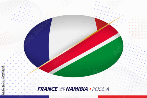 Rugby match between France and Namibia, concept for rugby tournament.