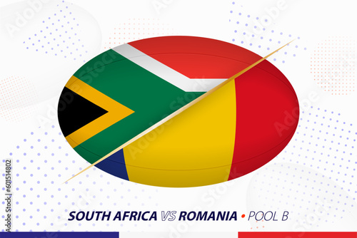 Rugby match between South Africa and Romania, concept for rugby tournament.