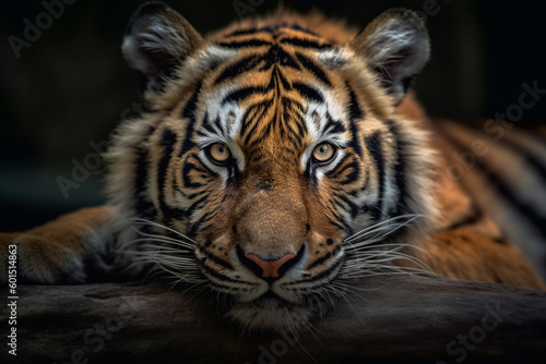 Close up portrait of tiger Generative AI © cn0ra