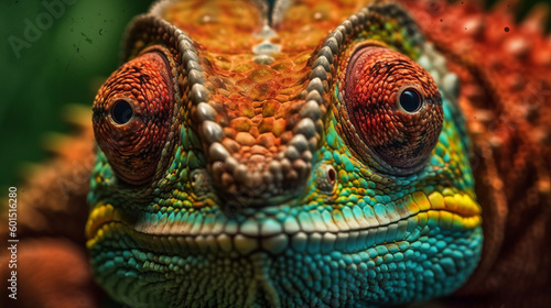 Chameleon closeup. Illustration AI Generative.