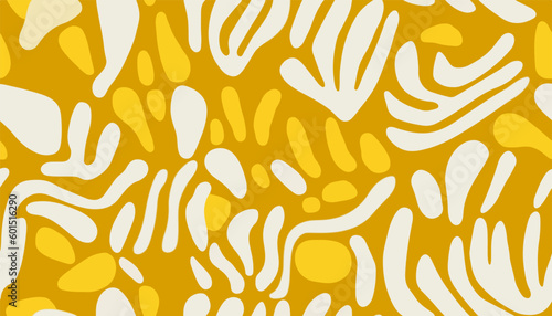 Hand drawn minimal bright abstract organic shapes pattern. Collage contemporary print. Fashionable template for design