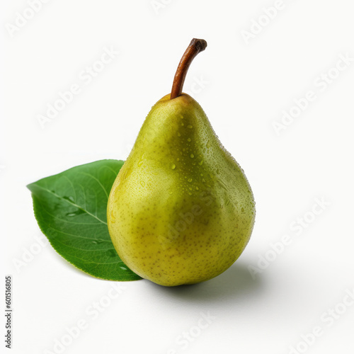 Green pear isolated. Illustration AI Generative