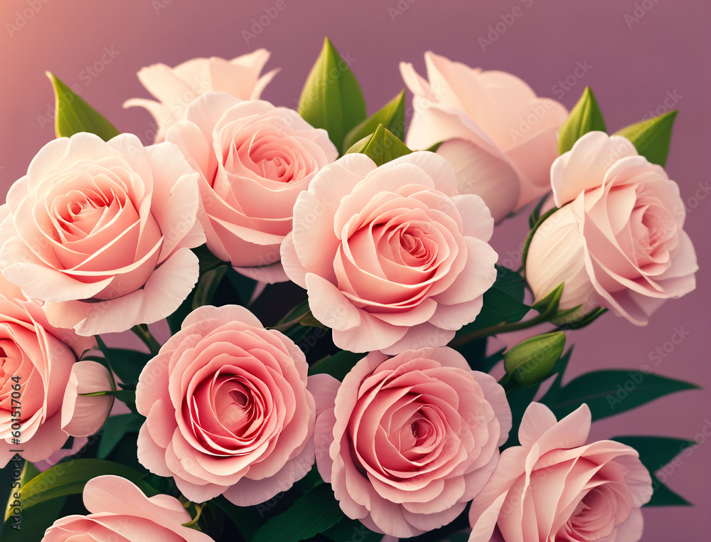 A bouquet of gorgeous pink roses, generative ai. Flowers as a gift A bouquet of gorgeous pink roses, generative ai. Flowers as a gift