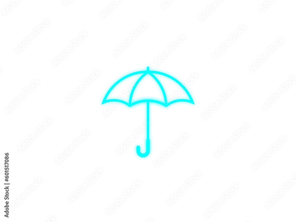ネオン雨傘アイコン:シアン ネオン雨傘アイコン:シアン