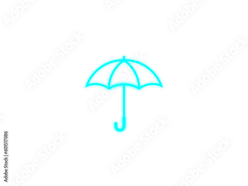 ネオン雨傘アイコン：シアン