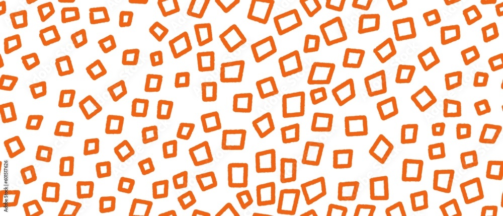 Seamless abstract geometric pattern. Simple background on orange, white colors. Illustration. Squares, polygons. Designed for textile fabrics, wrapping paper, background, wallpaper, cover.