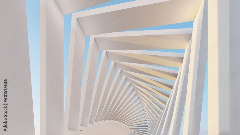 Fototapeta premium Abstract architecture background geometric arched building 3d render