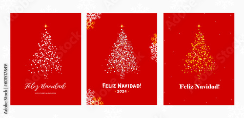 Año nuevo 2024 card, navidad postcard, vector in spanish