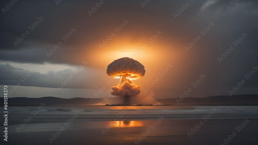 Nuclear bomb explosion. Generative AI
