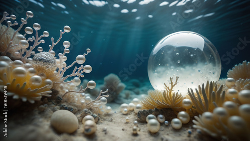 Pearl in underwater. Generative AI © Levon