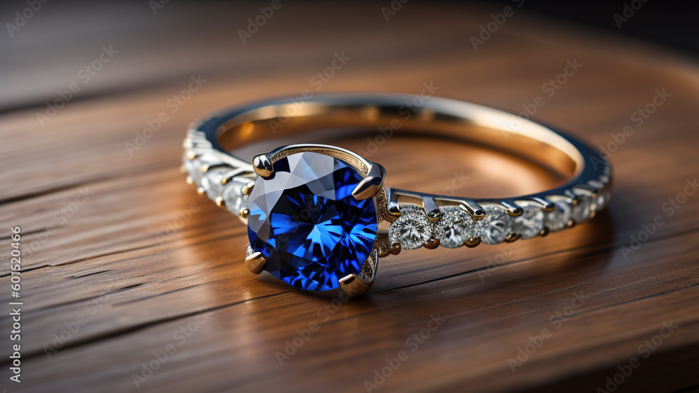 Sapphire Gold Ring. Generative AI Sapphire Gold Ring. Generative AI