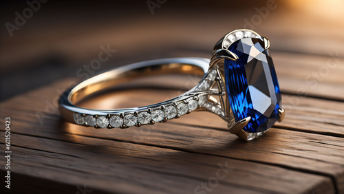Sapphire Gold Ring. Generative AI