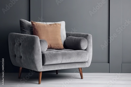cozy grey chair with a soft pillow on top Generative AI