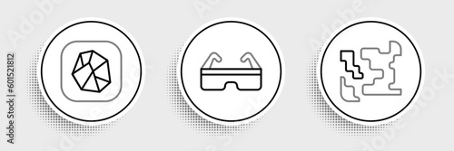 Set line Gaseous, Salt stone and Safety goggle glasses icon. Vector