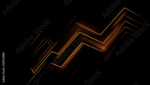 background with index graph on black background.Golden lines. High quality illustration Generative AI
