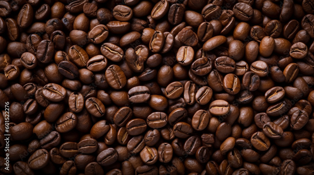 Fototapeta premium Roasted coffee beans background, Created using generative AI tools.