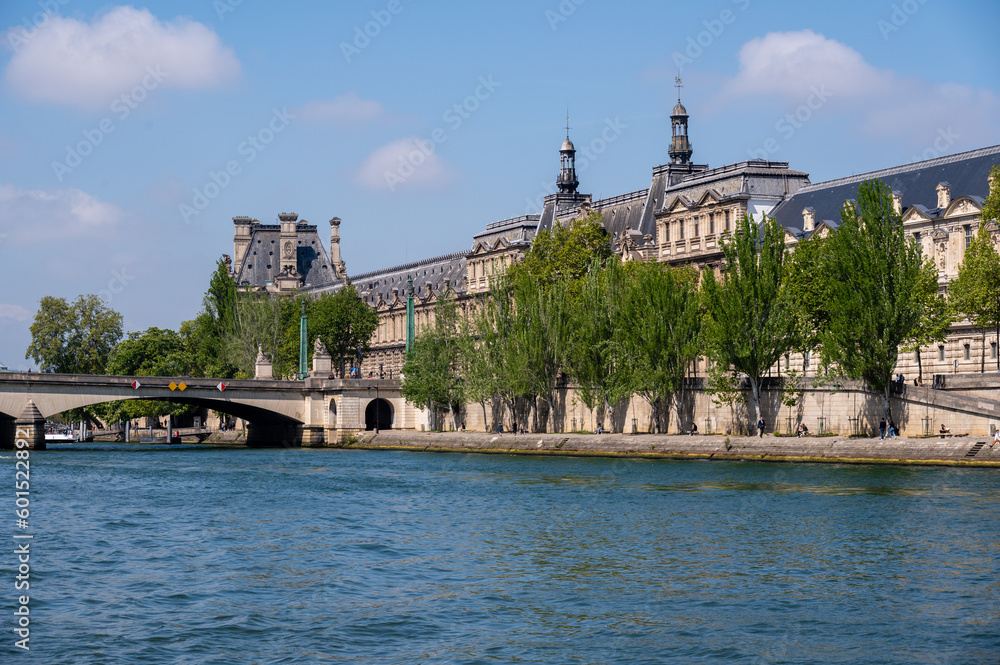 Fototapeta premium View across the Seine to the Louvre Museum