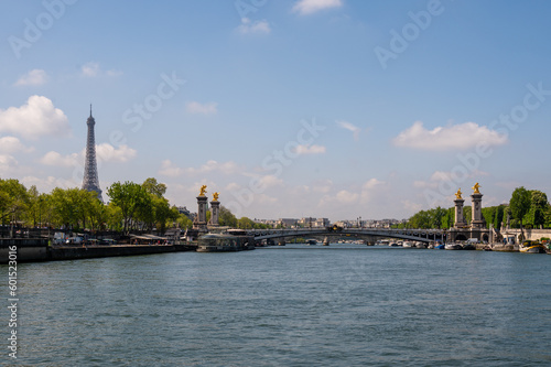 Paris, France, Pont Alexandre III bridge and Eiffel Tower