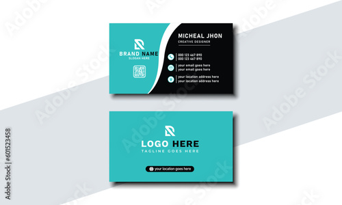 Professional and stylish creative business card with horizontal clear and clean template. Modern presentation card with company logo. Vector illustration design