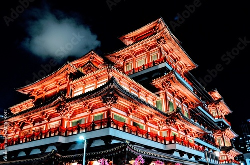 Photography chinese temple at night