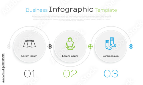 Set line Men underpants, Hoodie and Socks. Business infographic template. Vector
