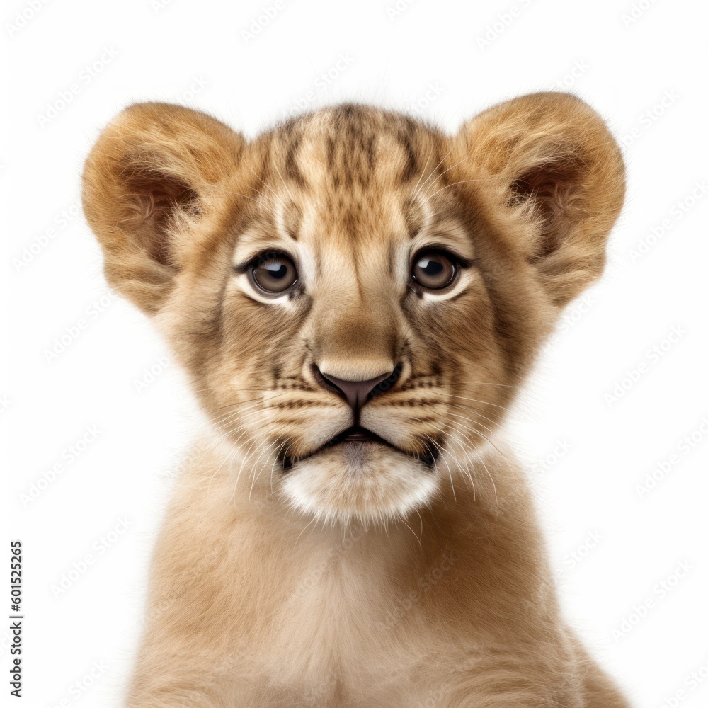 Adorable Portrait of a Baby Lion Lioness Animal AI Generated