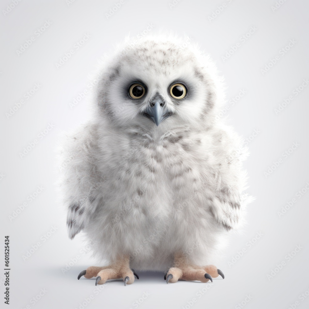 Adorable Portrait of a Baby Snow Owlet Owl Animal AI Generated Adorable Portrait of a Baby Snow Owlet Owl Animal AI Generated