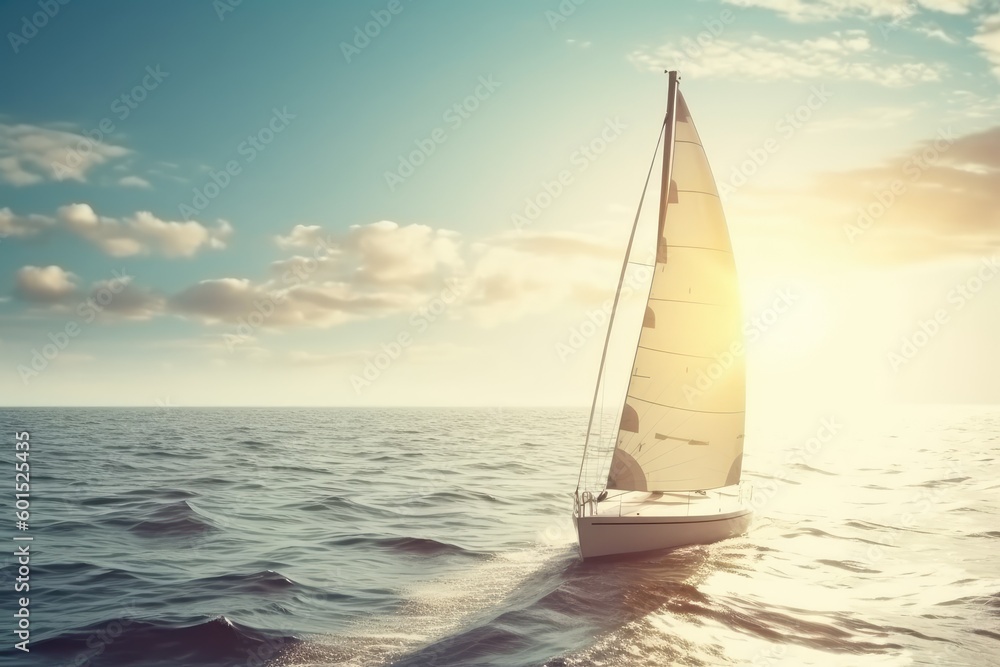 lone sailboat sailing across an expansive ocean Generative AI