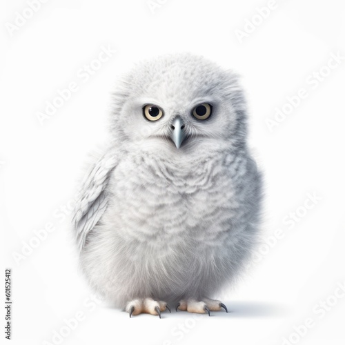 Adorable Portrait of a Baby Snow Owlet Owl Animal AI Generated