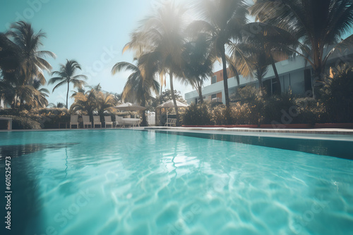 Swimming pool at the hotel s seaside resort. Generative AI