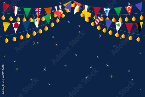 National flag garland festival celebration party background food beer football parade fair international party. Vector illustration.