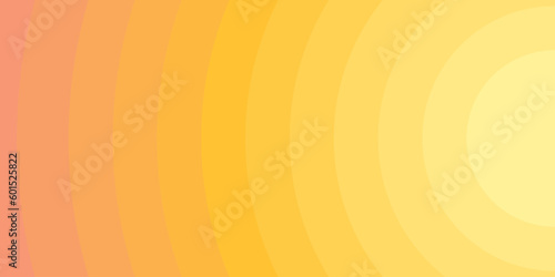 Abstract sunshine geometric background.Yellow to orange gradient of curved stripes. Summer banner. Great for cover, social media, wallpapers, web, brochure