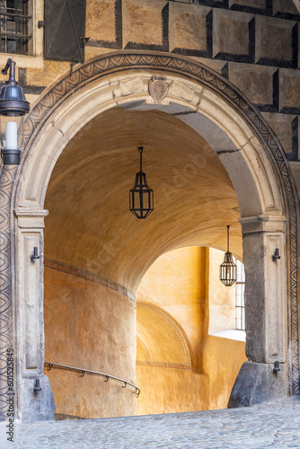 Public passage through castle in Cesky Krumlov